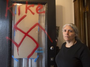 Anna Maranta woke up to find Anti Semitic graffiti on her front door. Tuesday November 15, 2016.