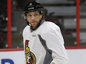 Ottawa Senators Bobby Ryan during practice at Canadian Tire Centre in Ottawa Wednesday Nov 23, 2016.