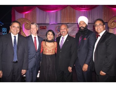 The Bollywood Bash Gala, organized by the Indo-Canada Ottawa Business Chamber, took place Oct. 26 at the Shaw Centre. From left: Ravinder Tumber, business owner and director of the Orleans Chamber of Commerce; MP Andrew Leslie, chief government whip, Small Business and Tourism Minister Bardish Chagger; MP Jati Sidhu; MP Randeep Sarai MP and Dr. Sukhwant Singh, chair of the Indo-Canada Ottawa Business Chamber.