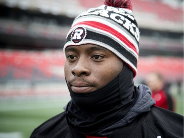 The Ottawa Redblacks had a walkthrough practice at TD Place on Saturday, Nov. 19, 2016, a day ahead of the East final. Serderius Bryant spoke to the media after the practice.