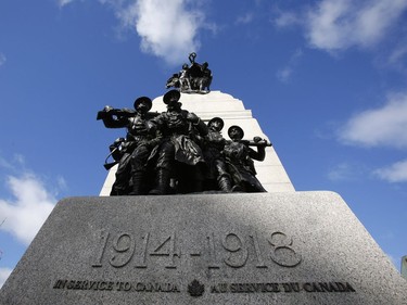 The War Memorial during Remembrance Day ceremonies in Ottawa on Friday, November 11, 2016.