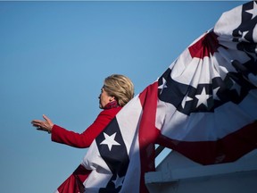Democratic presidential nominee Hillary Clinton arrives in Grand Rapids, Mich. on Nov. 7.