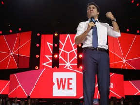 Prime Minister Justin Trudeau attending We Day in Ottawa Wednesday, Nov. 9.