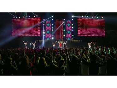 Over 16,000 students and educators gathered for We Day at Canadian Tire Centre in Ottawa Wednesday Nov 9, 2016. KaliAndrews Dance Company dancing during We Day in Ottawa Wednesday.