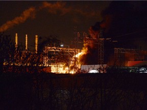 A fire blazes at the National Research Council of Canada on Montreal Road in Ottawa on Tuesday, December 27, 2016. Justin Tang