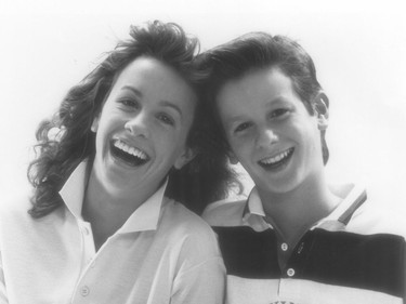 Alanis Morissette and brother Wade as the Dalmy Kids, about 1987