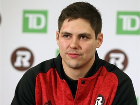 Antoine Pruneau of the Ottawa Redblacks resigned with the team in Ottawa, December 14, 2016.