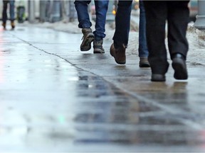 City of Ottawa sidewalks were icy and wet on Tuesday.