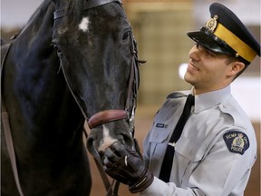 Constable Mathieu Crousset with his mount, Gus.