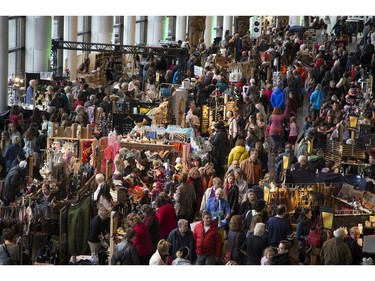 Crowds filtered through the Grand Hall at the Museum of History for the Christmas Market.