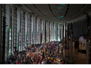 Crowds filtered through the Grand Hall at the Museum of History for the Christmas Market.