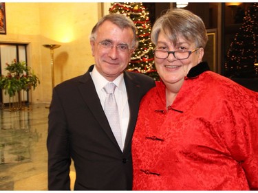 French Ambasador Nicolas Chapuis and his wife, Sylvie Camia, at the Emassy of France of Tuesday, December 6, 2016, for the induction of former prime minister Brian Mulroney into the French Legion of Honour.
