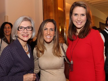 From left, Supreme Court Chief Justice Beverley McLachlin with Vanessa Mulroney and Caroline Mulroney Lapham at the Embassy of France on Tuesday, December 6, 2016, for the induction of former prime minister Brian Mulroney into the French Legion of Honour.
