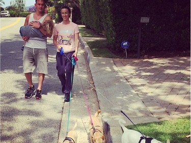 Alanis, strolling with her husband Mario "Souleye" Treadway and son Ever. Her blog is full of posts about the joy she finds in life with hubby, kids and dogs.