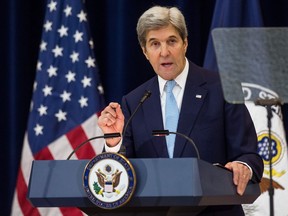 WASHINGTON, DC - DECEMBER 28: U.S. Secretary of State John Kerry delivers a speech on Middle East peace at The U.S. Department of State on December 28, 2016 in Washington, DC. Kerry spoke on the need for a two-state solution and defended the Obama administration's approach to Israel.