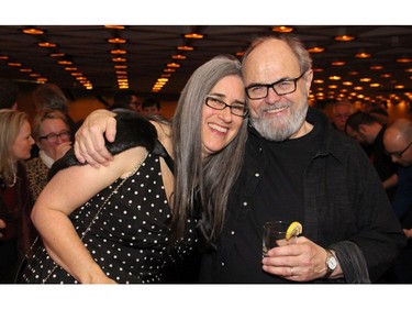 NAC English Theatre artistic director Jillian Keiley, director of A Christmas Carol, with actor Andy Jones (Scrooge) at the National Arts Centre for the opening night of A Christmas Carol on Friday, December 16, 2016.