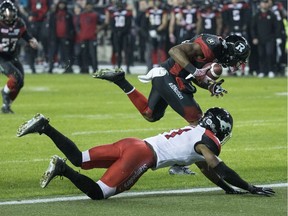 The football Ernest Jackson juggled then clutched for the overtime score that gave the Redblacks a 39-33 victory against the Calgary Stampeders in the Grey Cup game is apparently with other belongings in the "pack-up bag" Jackson left at TD Place stadium.