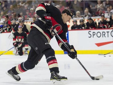 Dion Phaneuf competes in the hardest shot event.