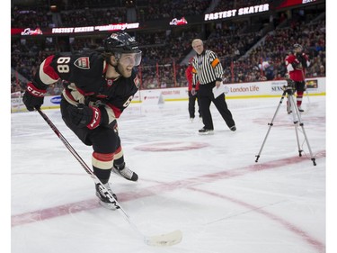 Mike Hoffman crosses the finish line in 13.836 seconds in the fastest skater event.