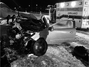 Scene of fatal crash in east end late Thursday, Dec. 15 Ottawa Paramedic Services photo