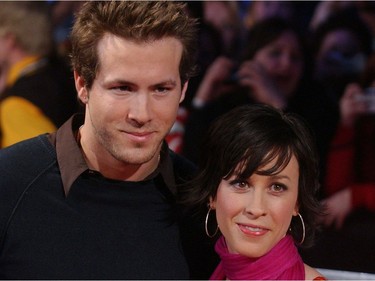 Alanis Morissette and boyfriend Ryan Reynolds during the red carpet at