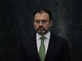 FILE - In this Jan. 4, 2017, file photo, Mexico&#039;s new Foreign Relations Secretary Luis Videgaray stands during a press conference at the Los Pinos presidential residence in Mexico City. Videgaray said Tuesday, Jan. 10, that the country isn‚Äôt only willing to negotiate changes to the North American Free Trade Agreement, it wants negotiations as soon as possible. Luis Videgaray says there‚Äôs ‚Äúenormous uncertainty‚Äù following the U.S. election of Donald Trump as president. (AP Photo/Marco Ugar