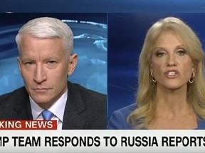This screen image from CNN shows anchor Anderson Cooper, left, and Trump adviser Kellyanne Conway during their 25-minute televised confrontation on CNN Thursday, Jan. 11, 2017, after the network reported on Tuesday that national intelligence officials had informed the president-elect that the Russians had collected a dossier on his behavior. CNN did not specifically detail what that behavior was because it couldn‚Äôt vouch for its veracity. But it was CNN that gave BuzzFeed the cover to do so, C