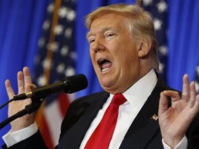 n this Jan. 11, 2017 file photo, President-elect Donald Trump speaks during a news conference in the lobby of Trump Tower in New York. Trump has promised to donate to the Treasury &ampquot;profits&ampquot; from foreign governments officials staying at his hotels. But he left unawares many questions about the practicalities, pitfalls and accountability.