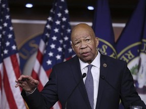 Rep. Elijah Cummings, D-Md. speaks during a news conference on Capitol Hill in Washington, Thursday, Jan. 12, 2017, talking about staff member Katie Malone who worked as a special assistant in his Catonsville, Md. office. According to Cummings, Malone lost six children in an early morning fire in Baltimore, Md. (AP Photo/Manuel Balce Ceneta)