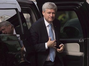 Outgoing Prime Minister Stephen Harper arrives at his Langevin office in Ottawa, Wednesday Oct. 21, 2015. The former prime minister says Donald Trump&#039;s presidency is a major source of international uncertainty that will &ampquot;reverse&ampquot; seven decades of U.S. foreign policy.THE CANADIAN PRESS/Adrian Wyld