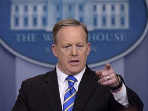 White House press secretary Sean Spicer calls on a reporter during the daily briefing at the White House in Washington, Tuesday, Jan. 24, 2017. Spicer answered questions about the Dakota Pipeline, infrastructure, jobs and other topics. (AP Photo/Susan Walsh)