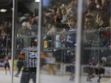 A young fan watches the Ottawa 67's take on the Kingston Frontenacs in OHL action at TD Place on Saturday, Jan. 7, 2017.