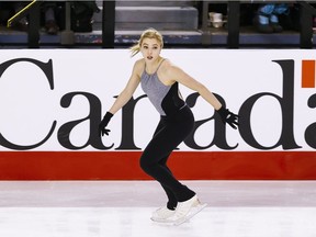 Alaine Chartrand during a practice session at the Canadian National Skating Championships at TD Place in Ottawa on Thursday January 19, 2017.