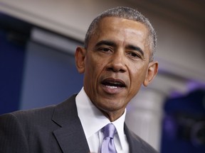 President Barack Obama speaks during the final press briefing for White House press secretary Josh Earnest, Tuesday, Jan. 17, 2017, in the briefing room of the White House in Washington.