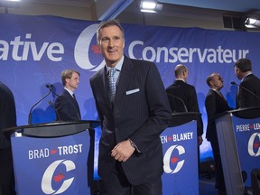 Maxime Bernier leaves the Conservative leadership candidates' bilingual debate in Moncton, N.B. on Tuesday, Dec. 6, 2016. Conservatives vote for a new party leader on May 27, 2017.