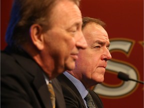 Eugene Melnyk announced that Tom Anselmi (R) is the new CEO and President of the Ottawa Senators, January 25, 2017. Photo by Jean Levac  ORG XMIT: 125842