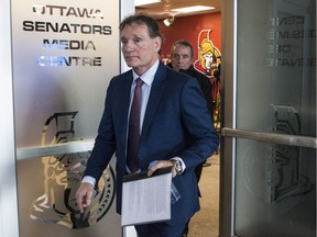 Former Ottawa Senators president Cyril Leeder departs after speaking with members of the media on Thursday January 26, 2017.