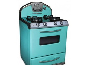 Need to replace an old fridge or stove anyway?  Designer Emma Doucet suggests adding charm to a kitchen with vintage-style appliances like this 1950s-style model by Elmira Stove Works in robin's egg blue. Source: elmirastoveworks.com