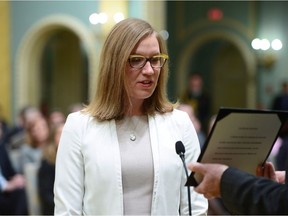 Karina Gould is sworn in as Minister of Democratic Institutions during a cabinet shuffle at Rideau Hall in Ottawa on Tuesday, Jan. 10, 2017