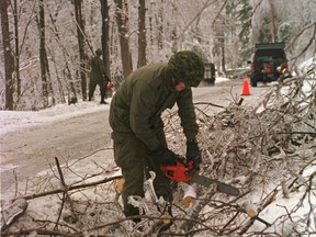 This file photo from 1998 shows Canadian Forces helping in the response to the ice storm that hit eastern Ontario and Quebec. Canadian Forces photo.
