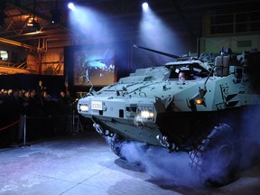 This 2013 photo shows the first upgraded LAV-3 for the Canadian Army being rolled out at General Dynamics in London, Ont. Photo courtesy DND.