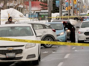 McArthur Avenue, between Brant and Lafontaine, was closed to traffic Thursday as police investigated a multi-car accident involving a pedestrian.