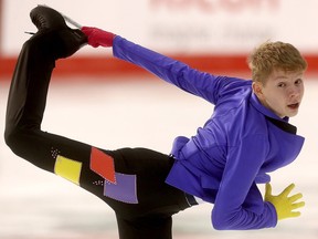 Daniel Rousskikh from Ottawa Ontario performing his novice mens short program during the National Skating Championships at TD Place in Ottawa Ontario Monday January 16, 2017.   Tony Caldwell