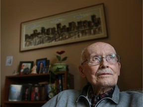 George Sparks poses for a photo at the Glebe Centre in Ottawa, Thursday, January 26, 2017. George turns 100 on Jan. 30.