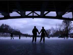 Skating on the Rideau Canal at the Pretoria Bridge.