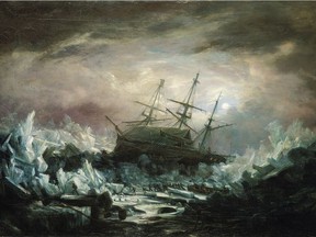 Perilous position of HMS 'Terror', Captain Back, in the arctic regions in the summer of 1837.