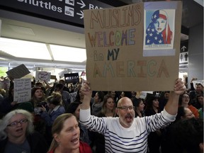 Protesters gather at San Francisco International Airport to denounce U.S. President Donald Trump's executive order that bars citizens of seven predominantly Muslim countries from entering the U.S.