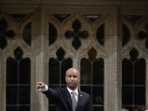 Minister of Immigration, Refugees and Citizenship Ahmed Hussen answers a question during Question Period in the House of Commons in Ottawa, Monday, Jan.30, 2017.