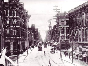 Streetcars on Sparks Street, from the City of Ottawa archives.