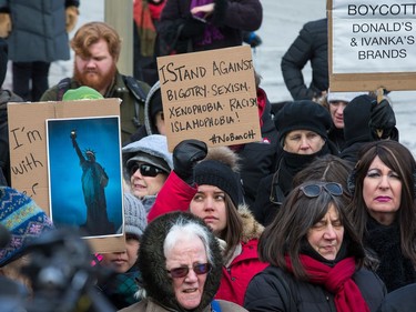 Sussex Avenue was blocked off as an anti President Trump protest takes place at the Embassy of the United States in Ottawa.